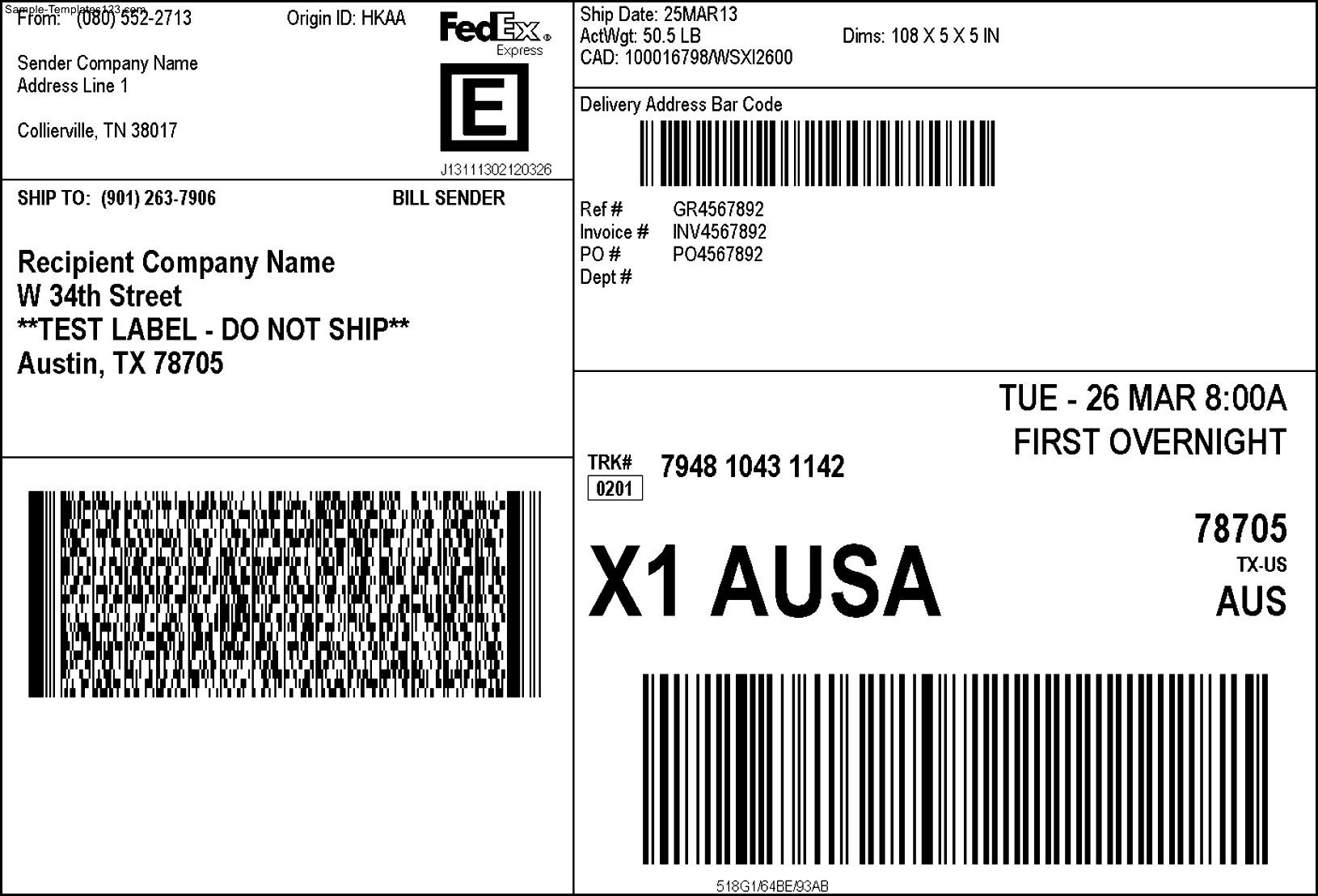Free shipping label format